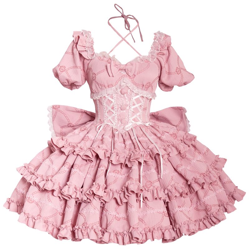 Puff Rose - Sweet Lolita OP Princess Bow Trailing Lolita Dress - image 14
