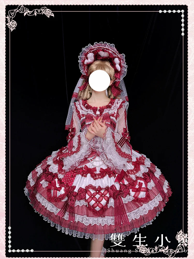 Heart of Love - Sweet Lolita Wedding JSK, Bow Details - image 16