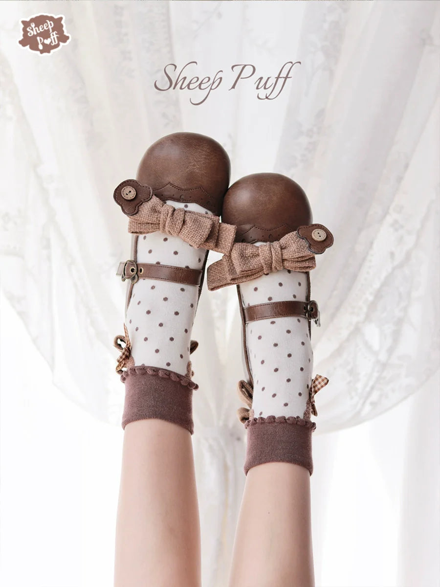 Bear Room - Sweet Lolita Shoes Double Bow Round Toe Flat Shoes - image 6