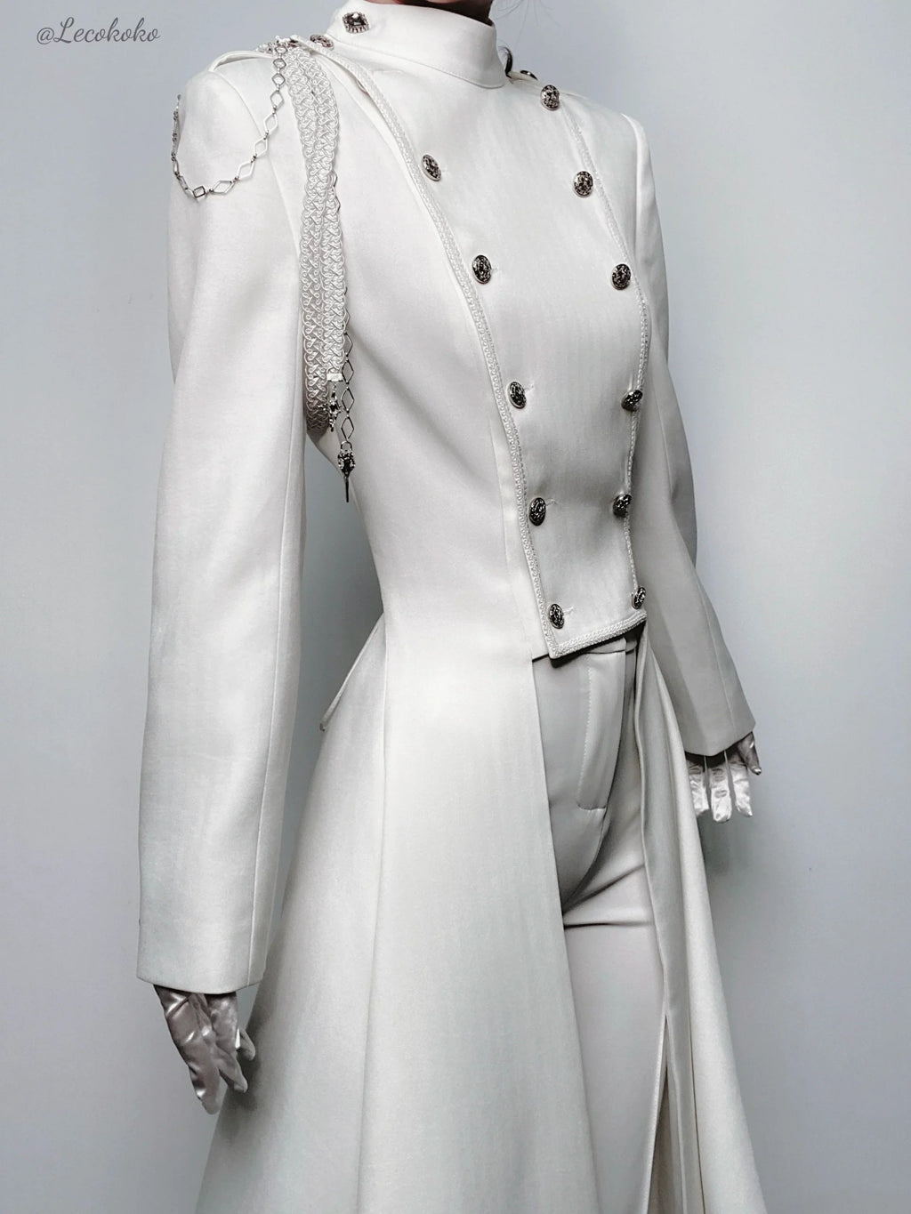 Eternal Moonlit Night - Ouji Lolita Coat, Double-Breasted High-Low Hem - image 4