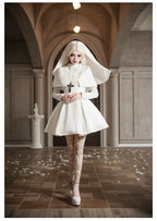 Nihil - Gothic Nun Lolita OP Dress, Irregular Hem Cape and Accessories - image 12
