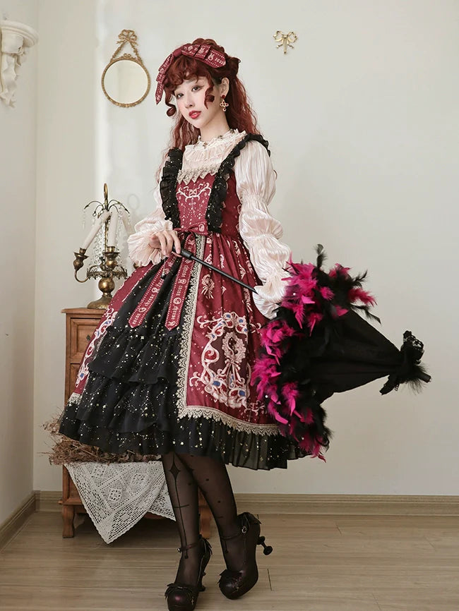 Star Drop Ceremony - Elegant Lolita JSK Printing Open Front Dress and Blouse Set - image 9