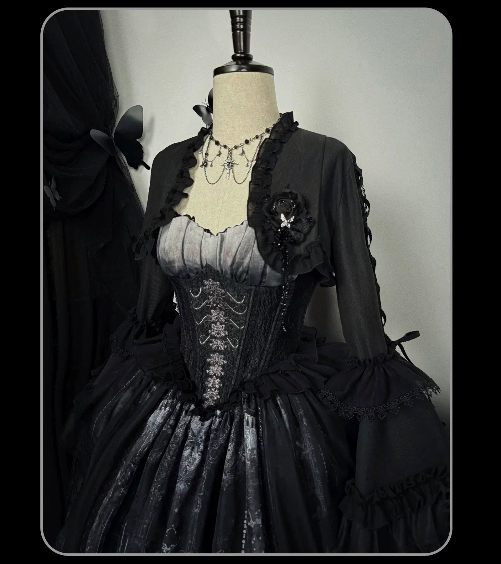 Bone-Eroded Butterfly - Gothic Lolita JSK & SK Set - image 52