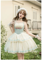 Sea Salt Soda - Classic Lolita Adjustable Corset JSK Dress, Tiered Tulle Hem - image 22