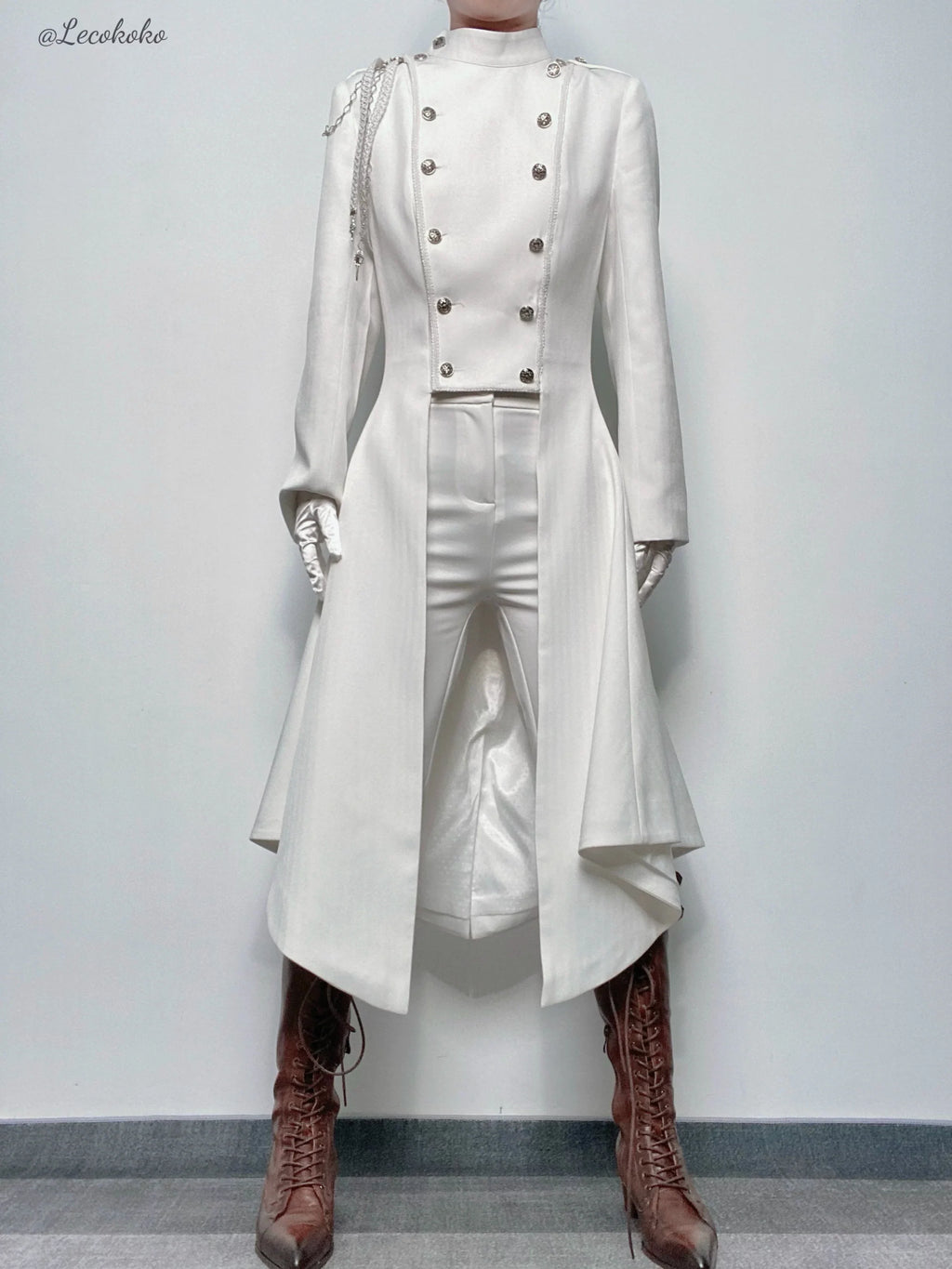 Eternal Moonlit Night - Ouji Lolita Coat, Double-Breasted High-Low Hem - image 17