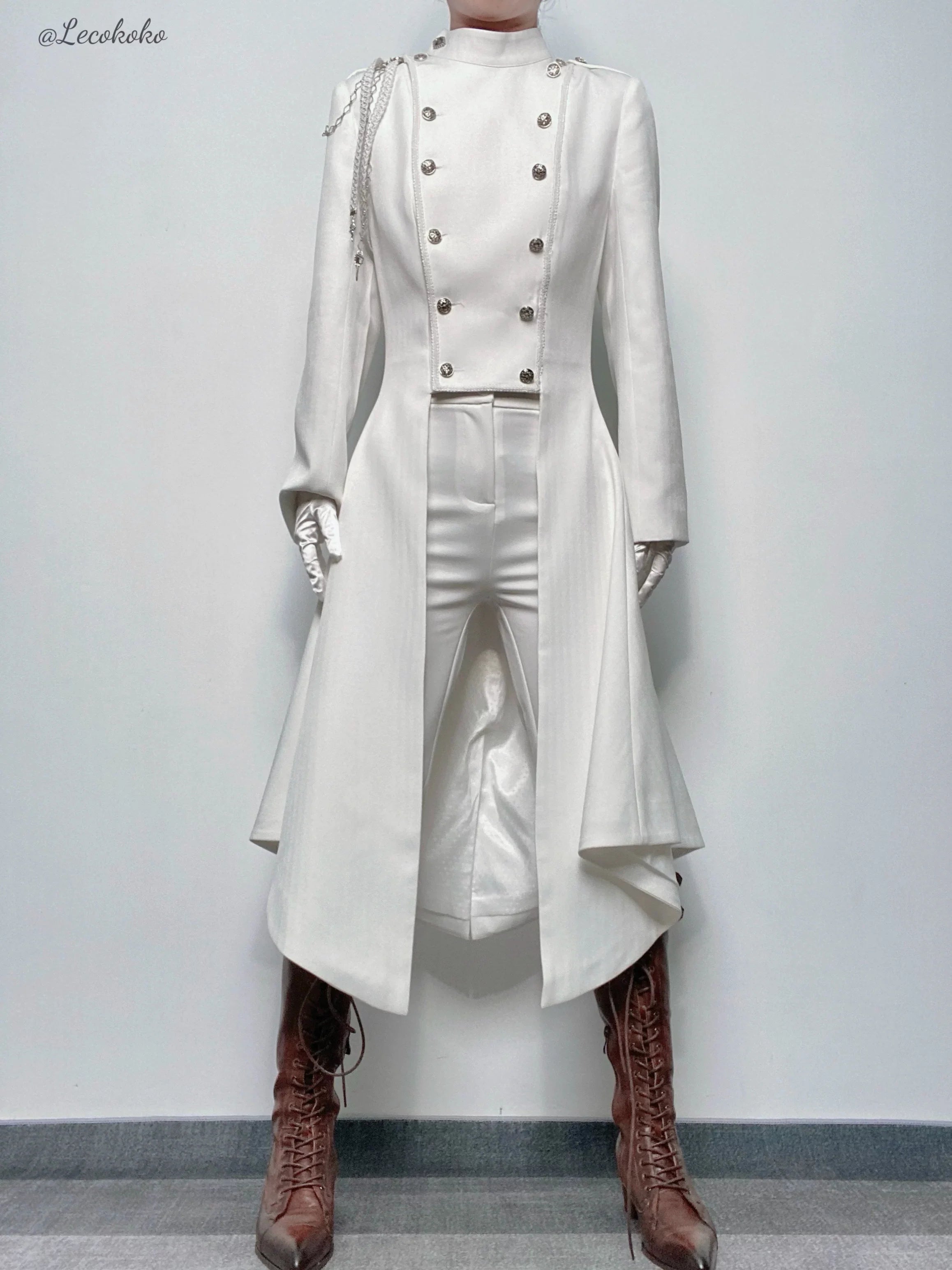 Eternal Moonlit Night - Ouji Lolita Coat, Double-Breasted High-Low Hem - image 17