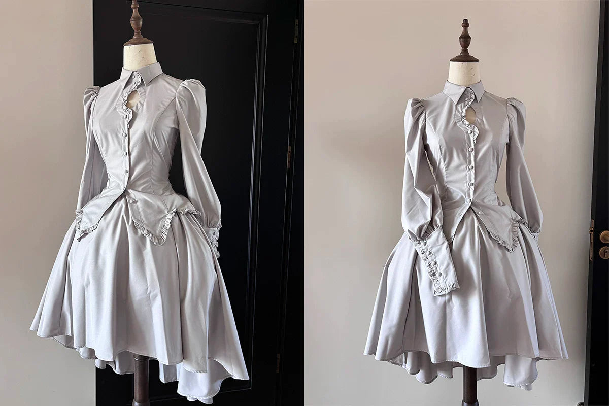 Shadow Hymn - Gothic Lolita Solid Shirt & Skirt, Side Zipper - image 11