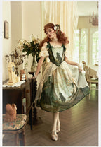 Cyan - Morning of Pine Forest - Elegant Lolita Bear Print Skirt - image 12