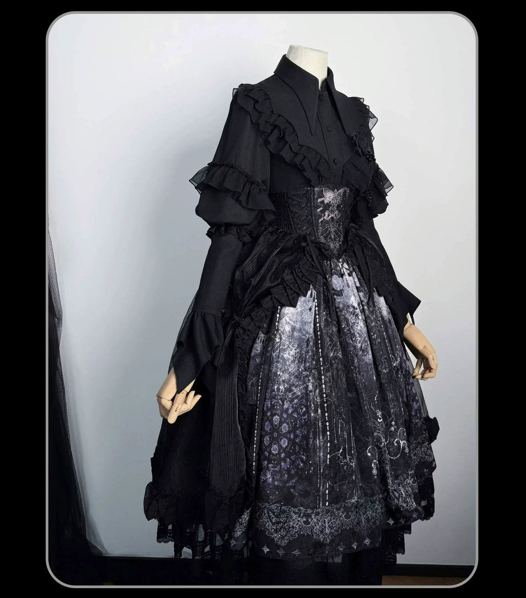 Bone-Eroded Butterfly - Gothic Lolita JSK & SK Set - image 49