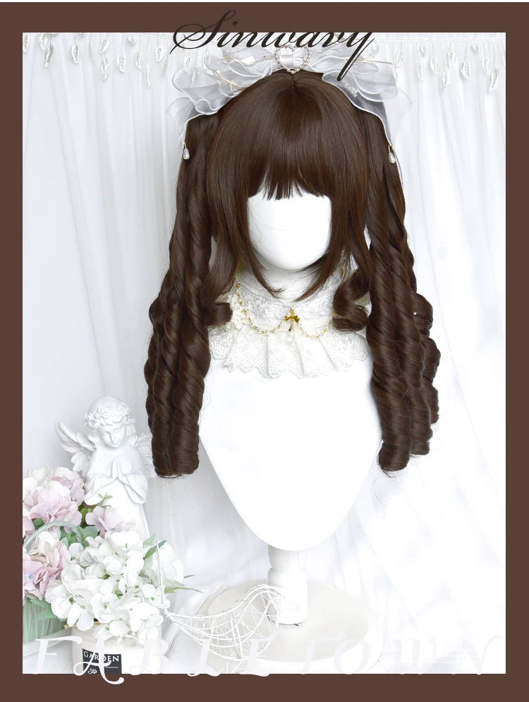 Fairy Tale Town - Classic Lolita Dark Brown Curly Twin-Tail Wig - image 7