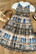 Antonia's Cottage - Oil Painting Long Pinafore Dress - image 1