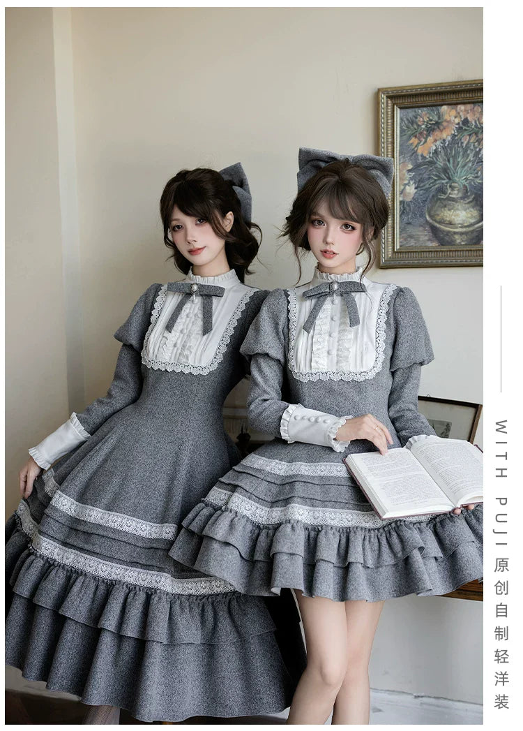 Reminisce - Pile Classic Lolita Dress, Detachable Cape and Accessories - image 11