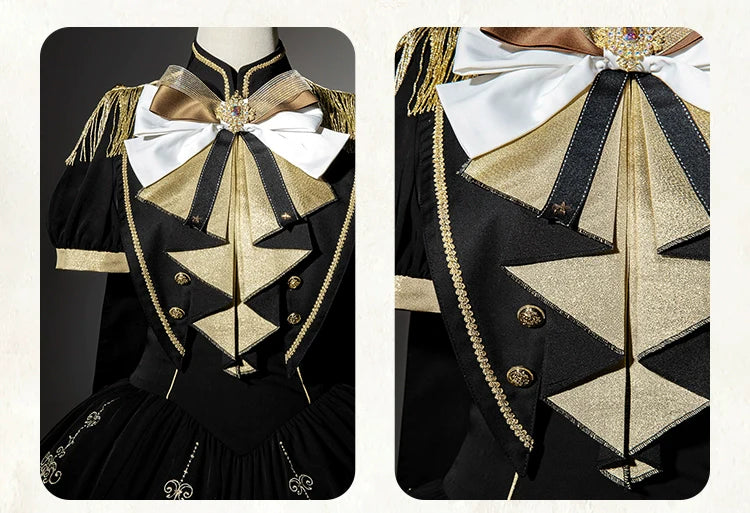 Glitter Oath - Military Lolita OP Dress with Detachable Split Tail Cloak - image 21