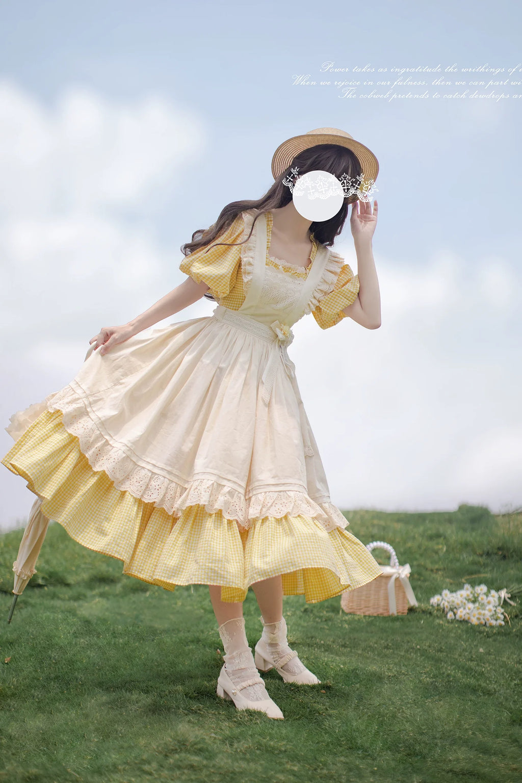 Belle - Yellow Lolita OP Dress Set with Apron - image 7