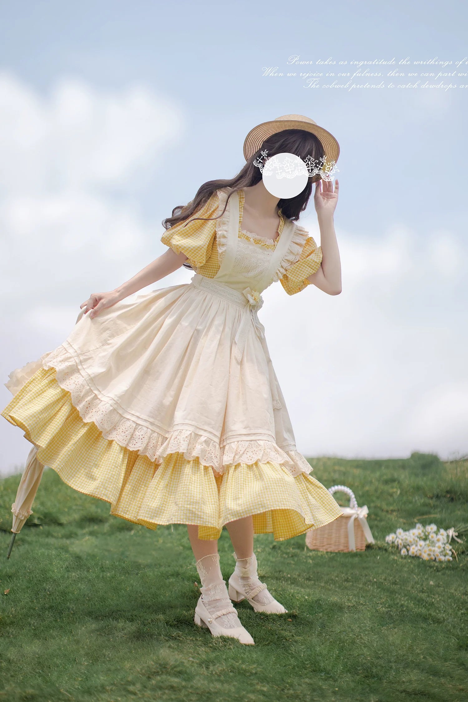 Belle - Yellow Lolita OP Dress Set with Apron - image 7