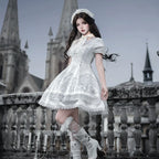 White Classic Lolita Printed OP Dress with Cross - image 16