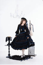 Wings and Bouquet - Dark Classic Lolita Blouse and SK Set, Layered Blue Ruffles - image 20