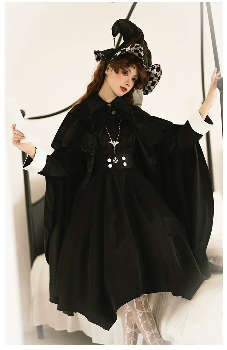 Pilgrim - Black Gothic Lolita Cape, Detachable 2-Piece - image 11