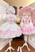 2026 Summer Rose Lattice Tiered Sweet Lolita JSK Dress with Bow Headpiece and Accessories - image 4