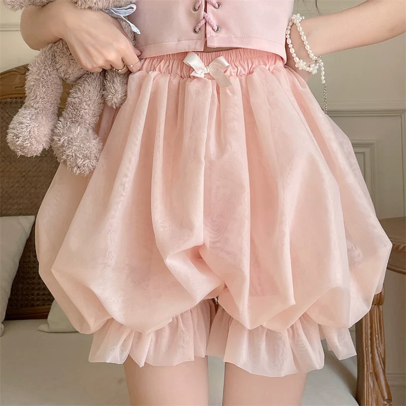 Casual Lolita Bloomers, Solid Color Organza Shorts - image 19