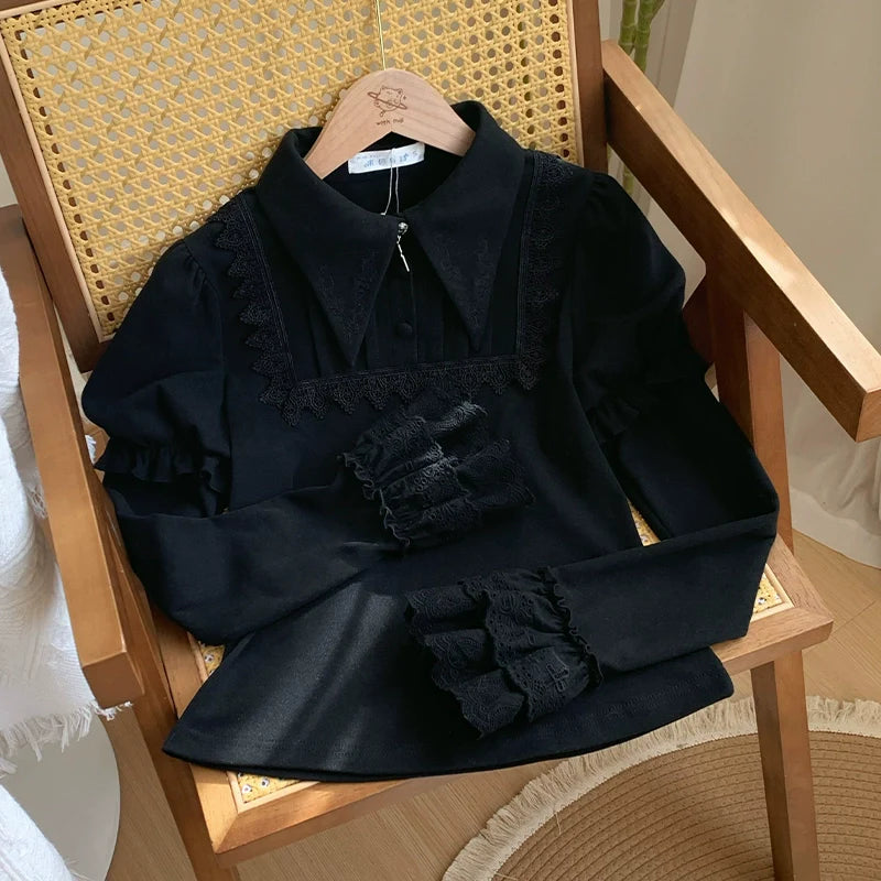 The Vow - Solid Lolita Sweater, Juliet Sleeve, Pointed Collar - image 11