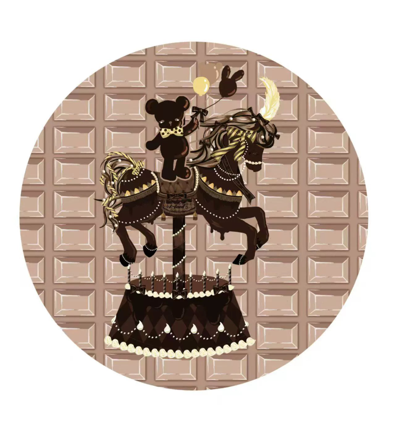 Chocolate Carousel - Peter Pan Collar Old School Lolita JSK Dress, Carousel Print and Accessories - image 25