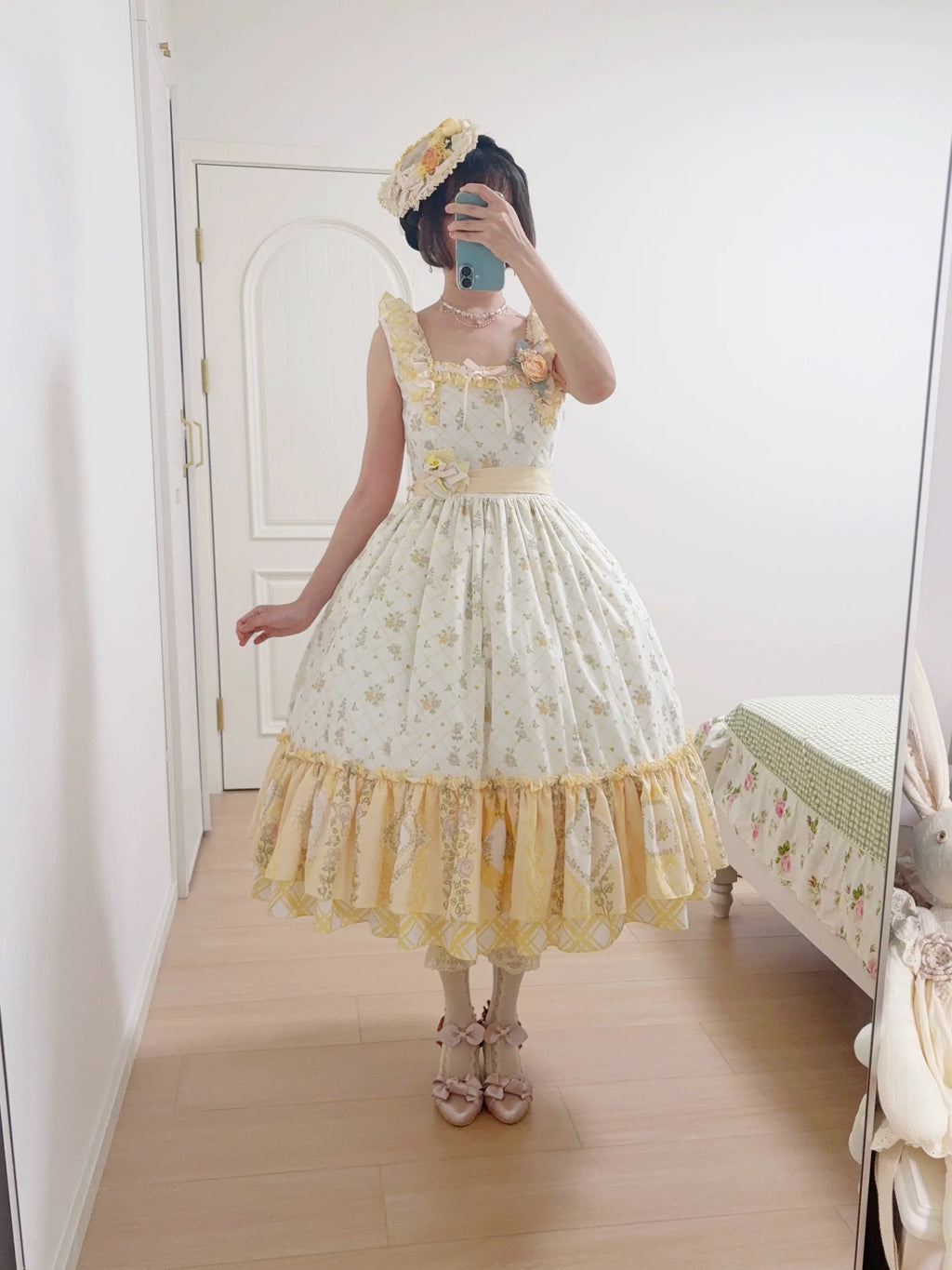 Patchwork Garden 2.0 - Classic Lolita Floral Print JSK Dress, Side Pockets - image 13