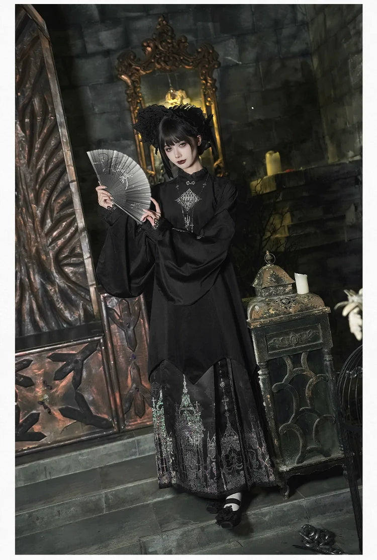 Raven's Night Song Oriental Gothic Lolita Dress Set - image 30