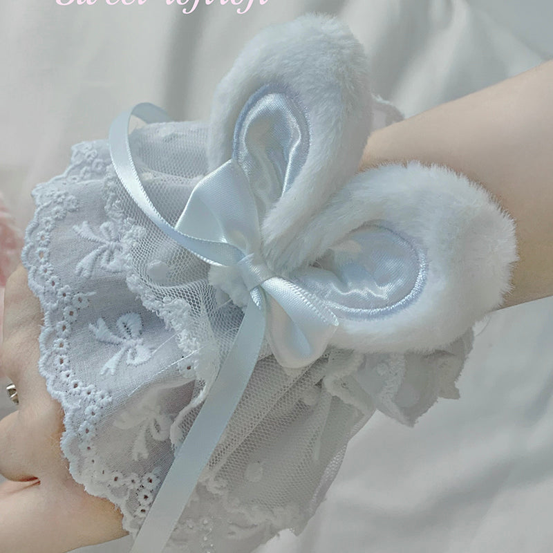 Cute Lolita Bunny Ears Cuffs Lace Summer Butterfly Hand Sleeves - image 13