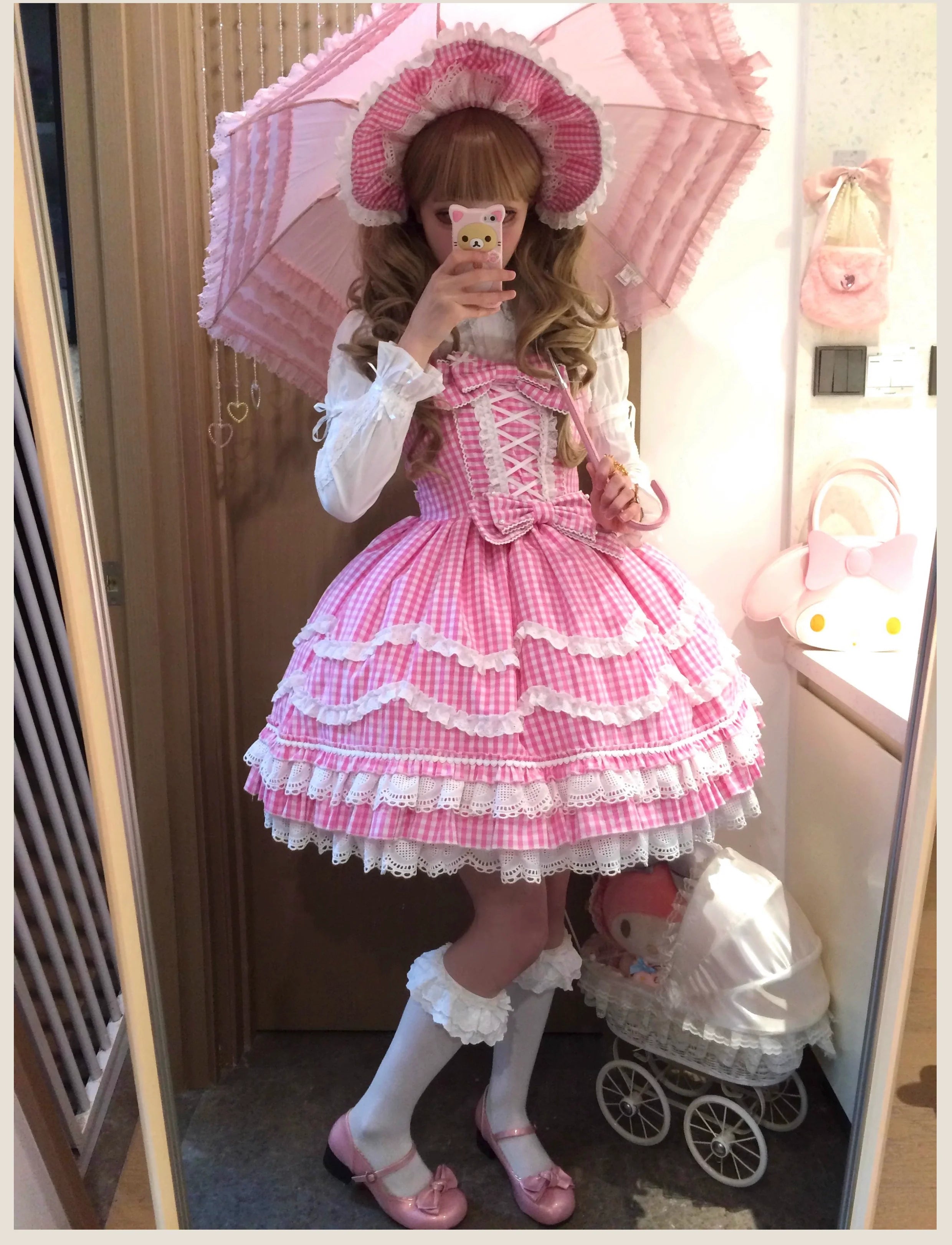 Plaid Baileys - Pink Plaid Old School Lolita JSK Dress - image 30