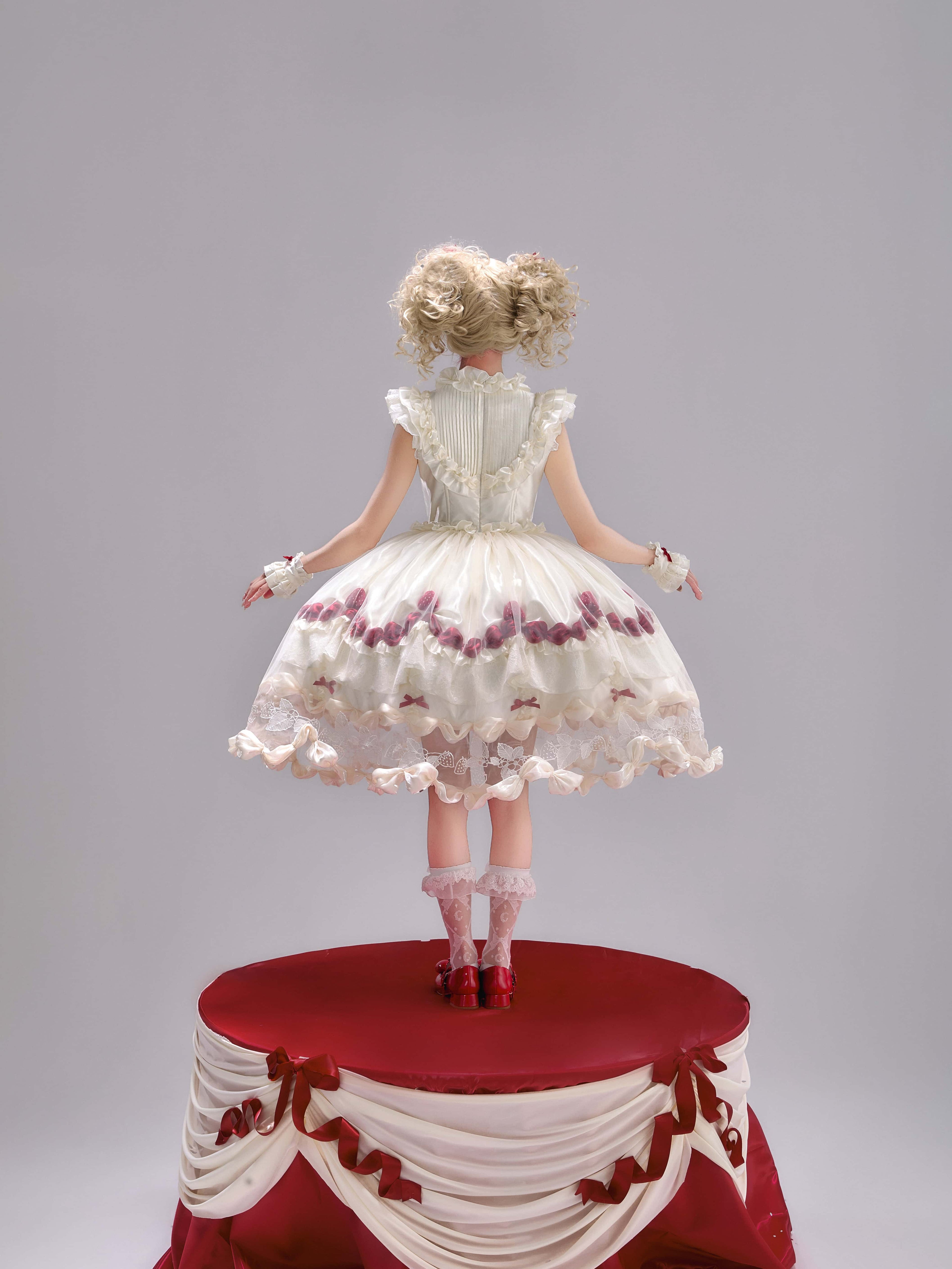 Strawberry Cream Cake White Sweet Lolita OP Set - image 15