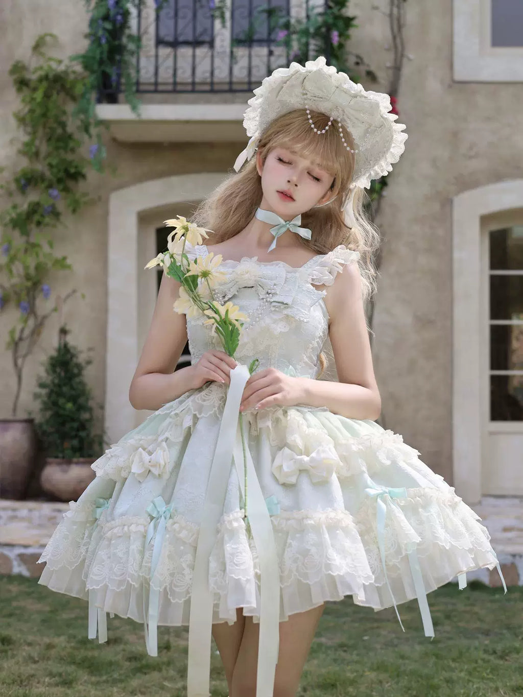 Blooming Love - Ballet-inspired Sweet Lolita JSK Dress, Lace & Bows - image 22