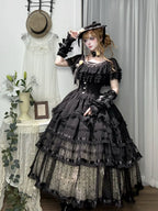 Unnamed Dusk Poem - Classic Lolita OP Dress, Tulle Skirt with Cross Accent and Accessories - image 2