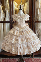 Bourbon Rose Ivory Fan Lace Embroidery Classic Lolita OP Dress - image 1