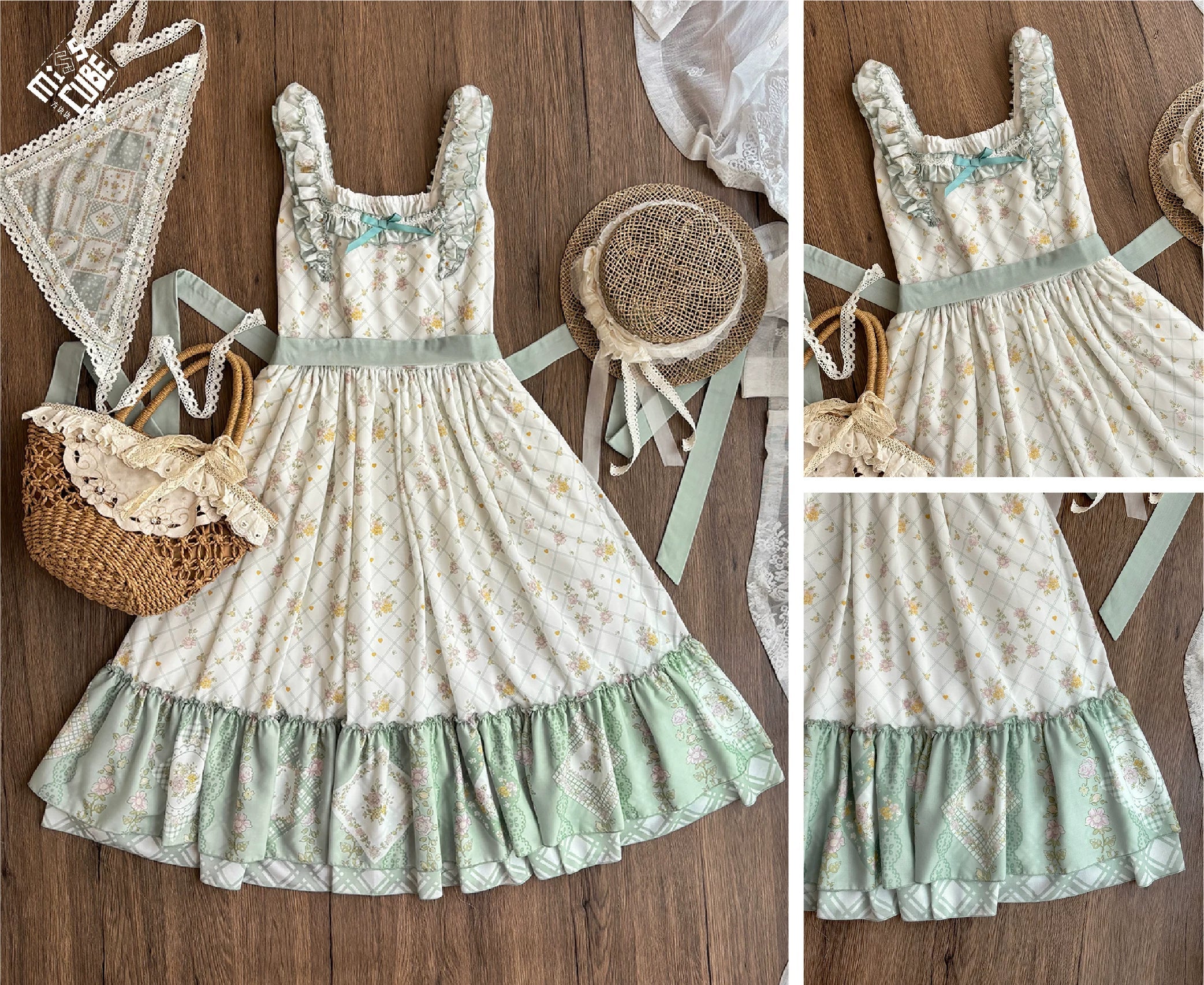 Patchwork Garden 2.0 - Classic Lolita Floral Print JSK Dress, Side Pockets - image 23