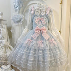 Spring Awakening - Sweet Lolita JSK and Princess-Sleeved Shirt with Lace Detail and Accessories - image 13