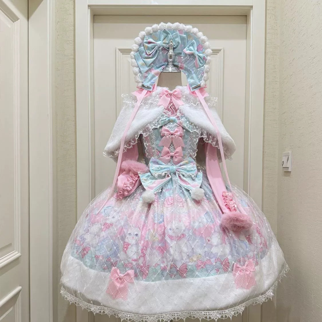 Candy Mary Cat - Fluffy Sweet Lolita JSK Dress, Kitten Print - image 4