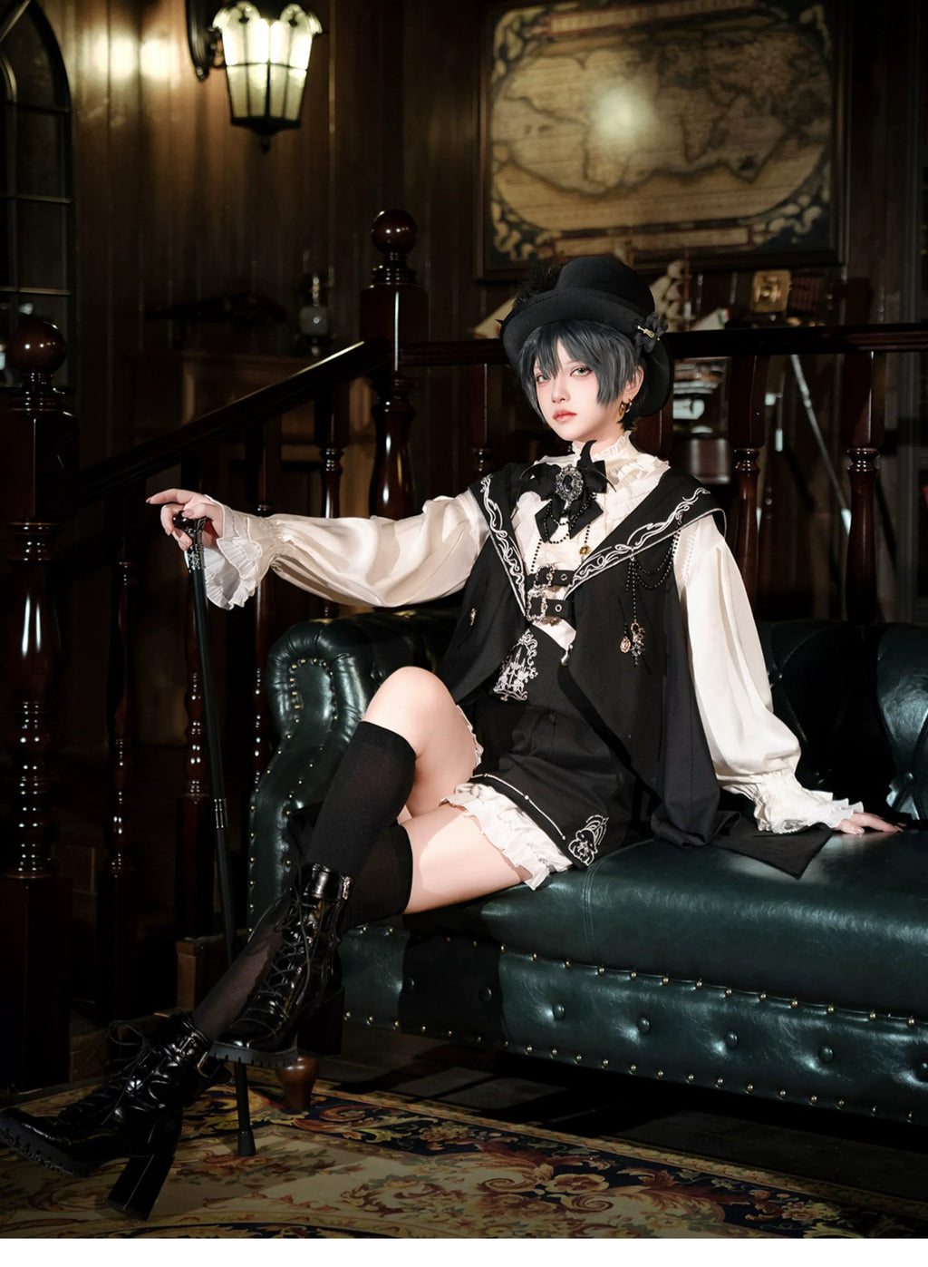 Bunny Ear Meteorite - Embroidered Ouji Lolita Set, Hooded Vest - image 12