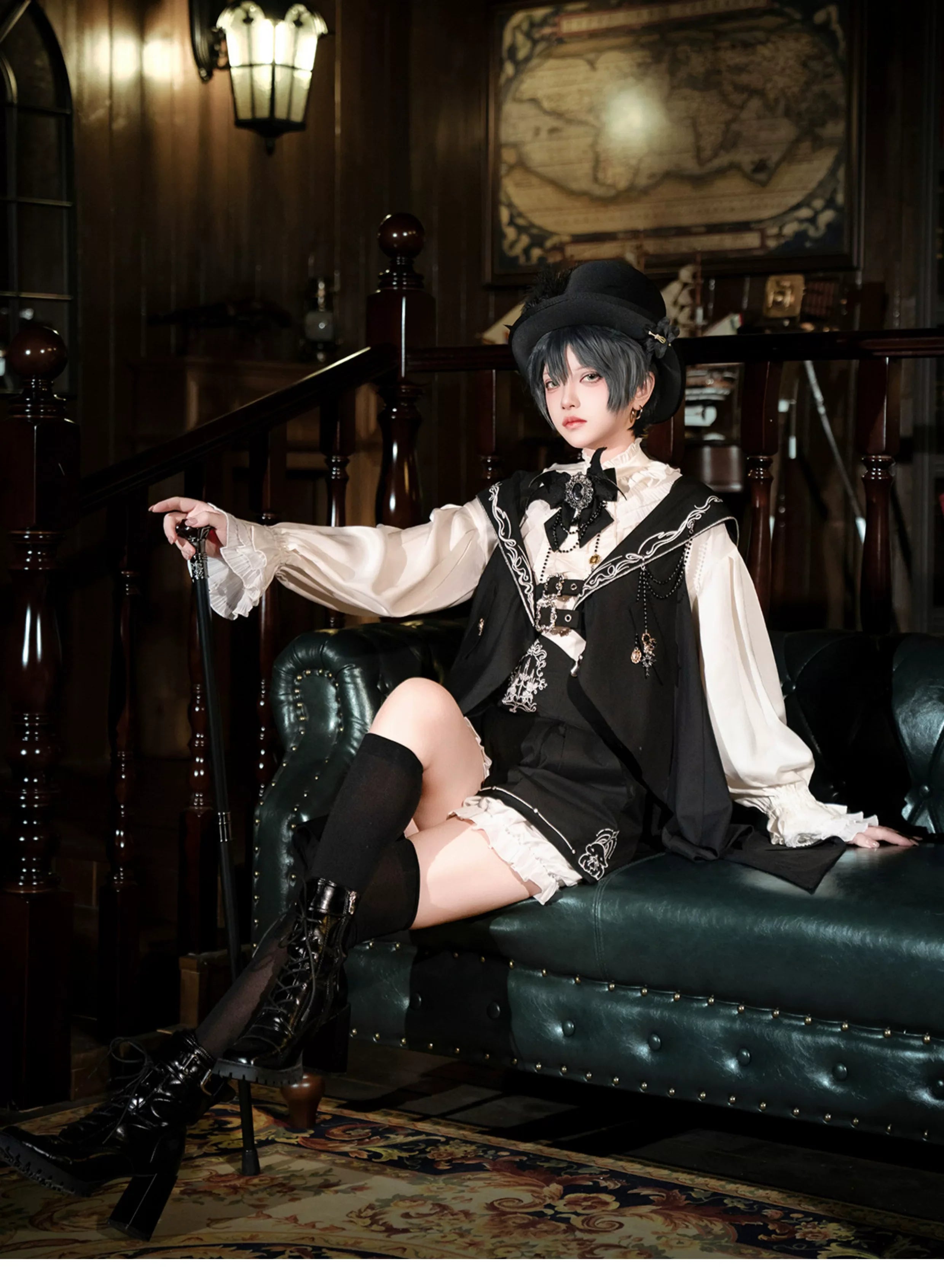 Bunny Ear Meteorite - Embroidered Ouji Lolita Set, Hooded Vest - image 12