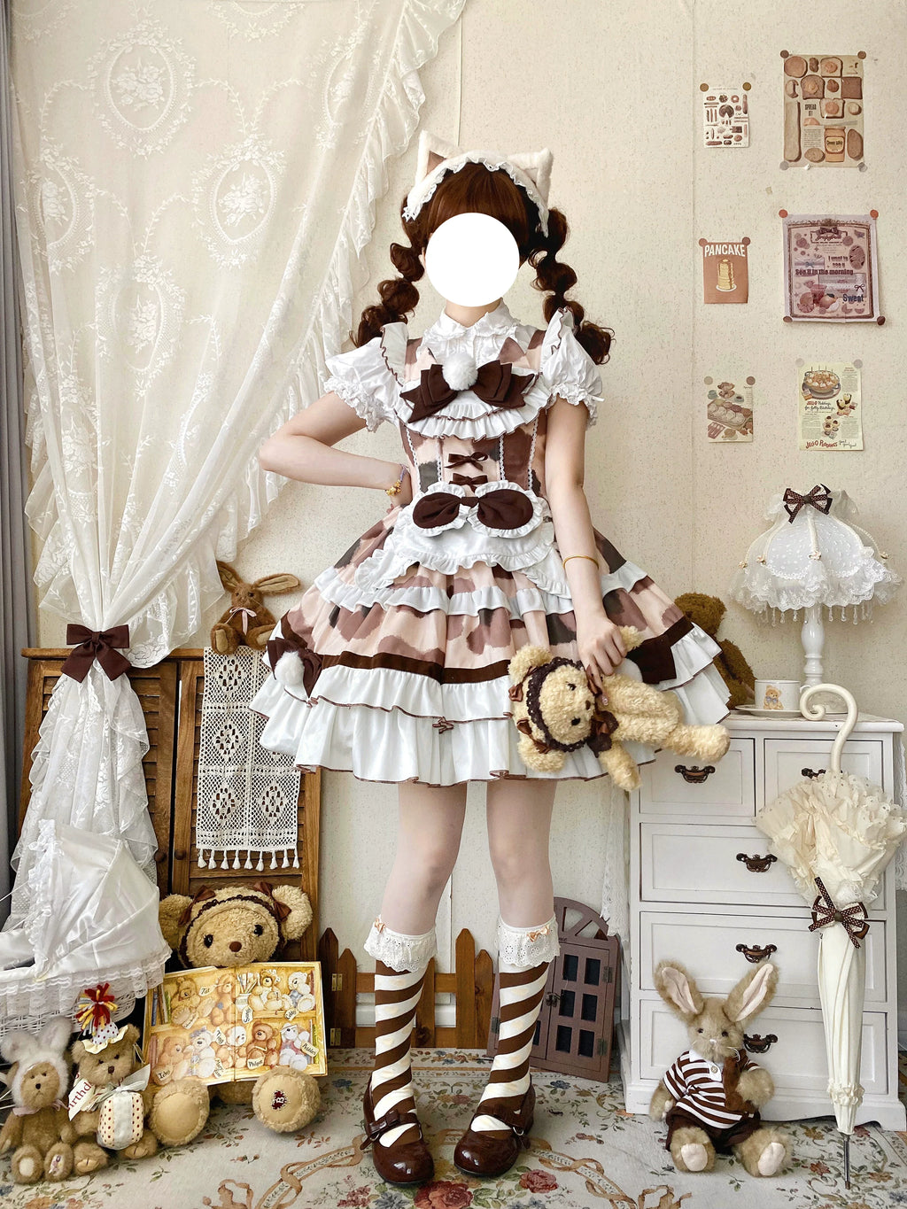 Calico Cat - Winter Kawaii Lolita Print JSK - image 7