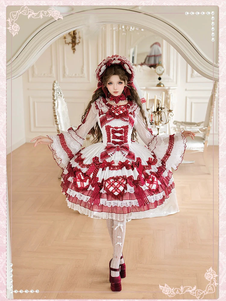 Heart of Love - Sweet Lolita Wedding JSK, Bow Details - image 8