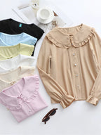 Plus Size Lolita Shirt Long Sleeve Doll Collar Blouse - image 1