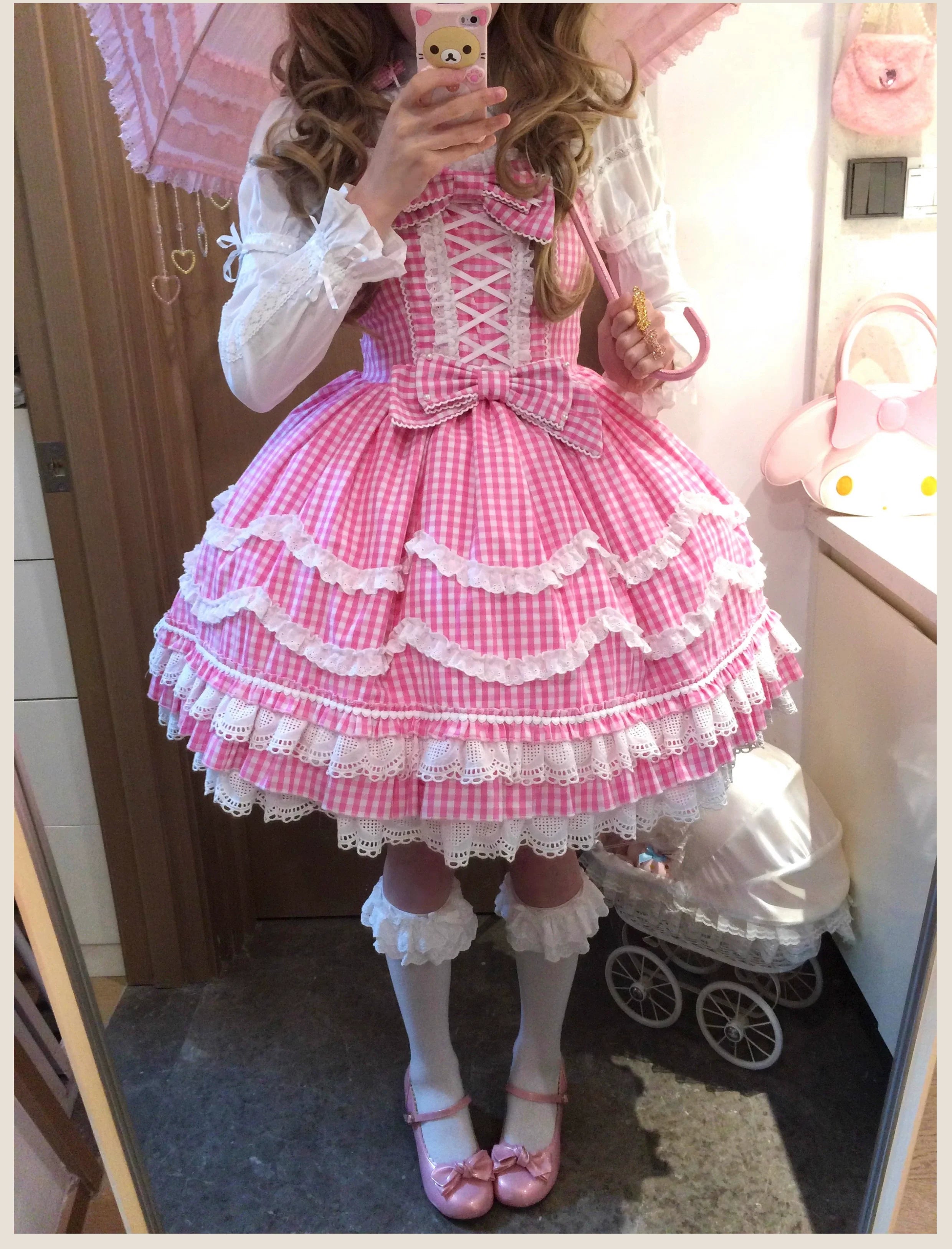 Plaid Baileys - Pink Plaid Old School Lolita JSK Dress - image 31