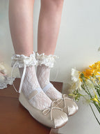 French-Style Lolita Mid-Calf Lace Socks - image 1