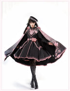 Chunlv Dark Pink Military Lolita OP Dress and Cloak - image 23