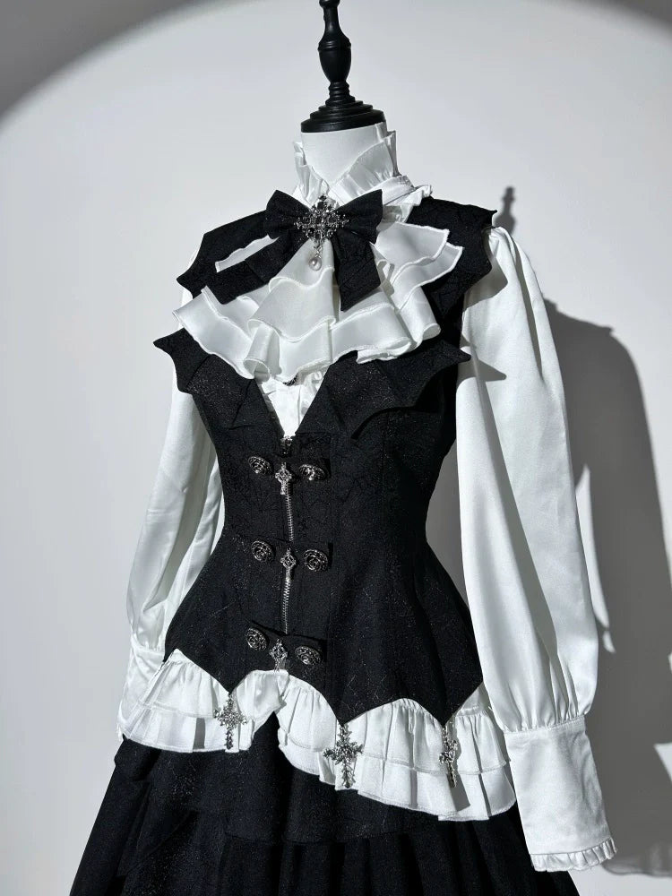 Bloodline Duke - Gothic Lolita SK Suit Spider Web Vest and Blouse - image 14