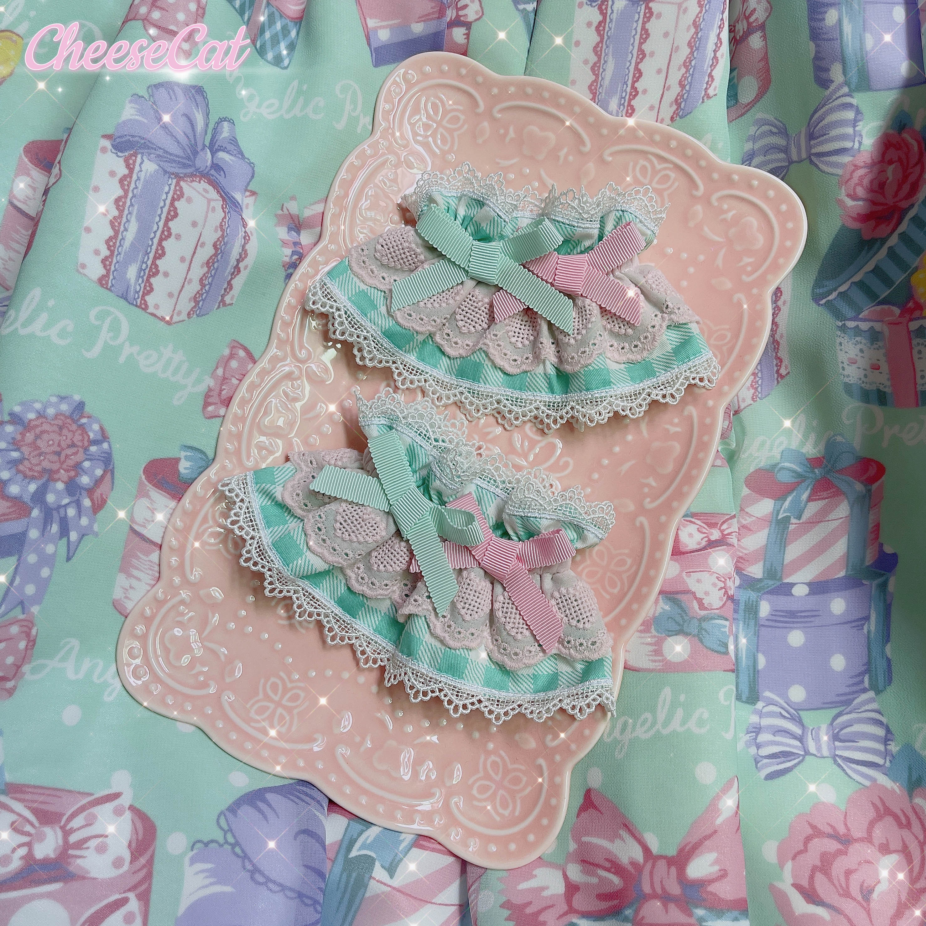 Cheese Cat - Sweet and Playful Strawberry Gingham Lace Cuffs - image 39