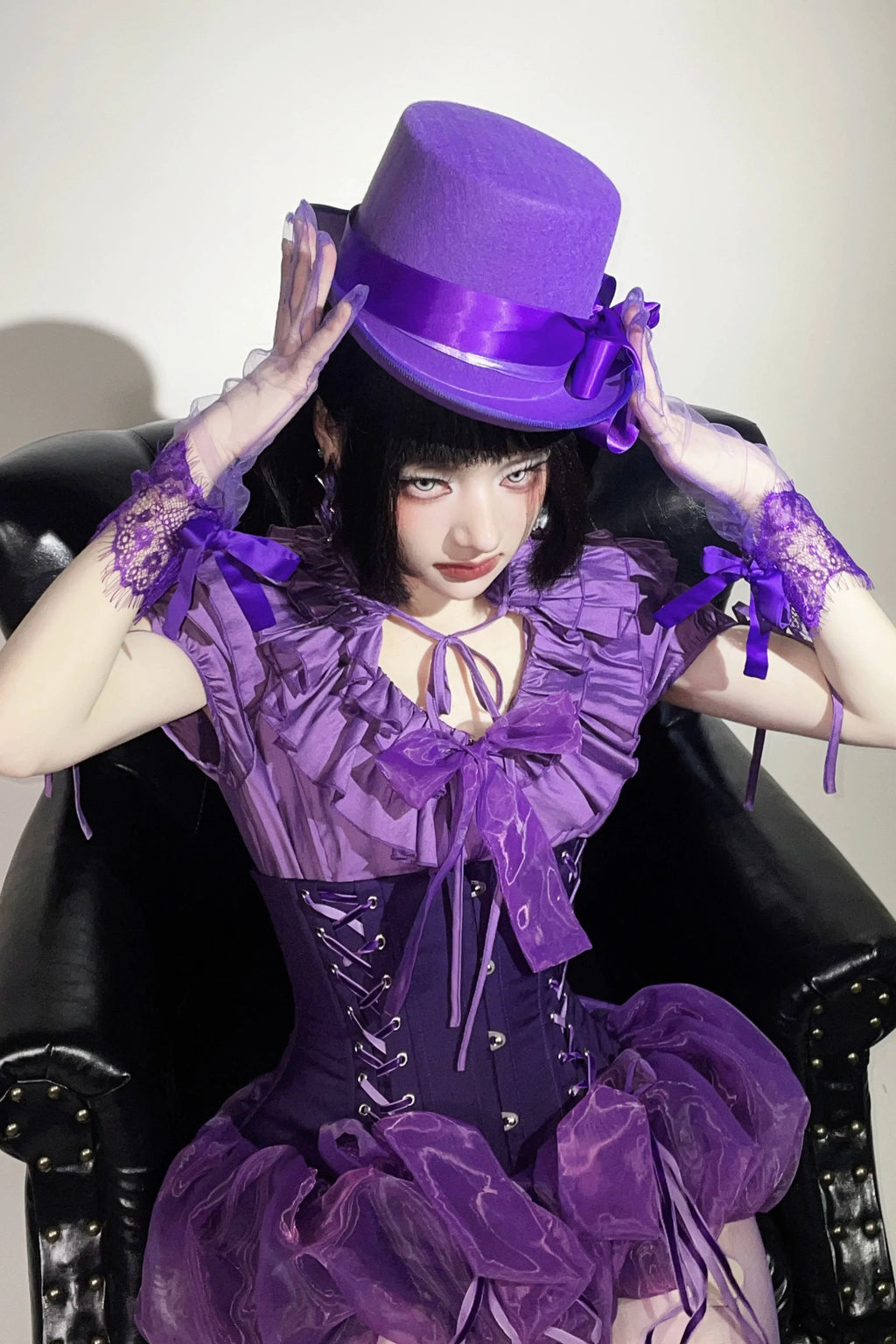 WONKA Gothic Lolita Purple Blouse and High Waist Shorts Set - image 2