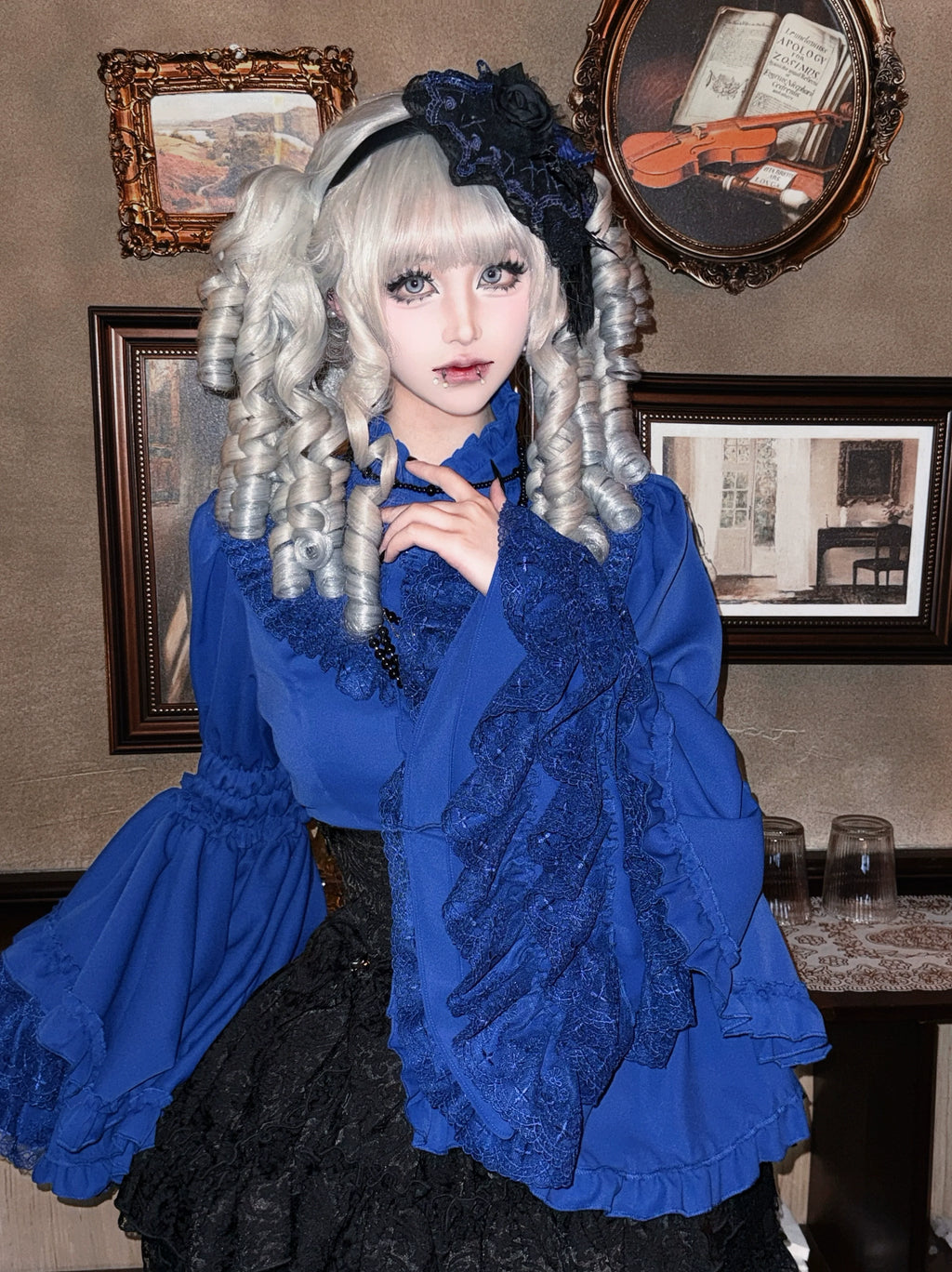Gothic Lolita Blouse, Lace Hime-sleeve - image 4