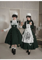 Abyss Clinic - Gothic Lolita Green Dress Set, Embroidery Accent - image 1